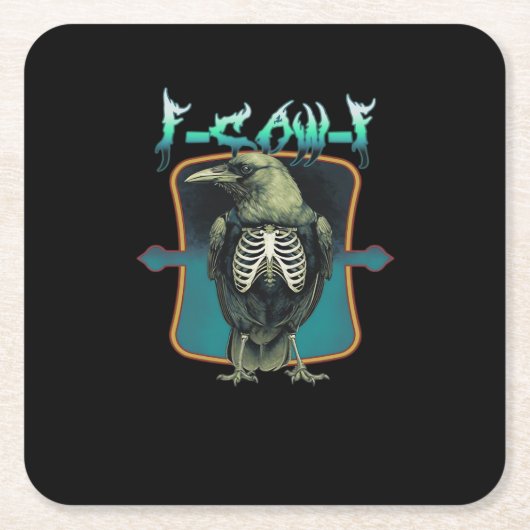 F-Caw-F Minimal Design Vierkante Kartonnen Onderzetter (Voorkant)