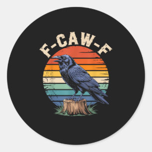 F-Caw-F Raaf Maan Gothisch Halloween Kraai Vogel L Ronde Sticker
