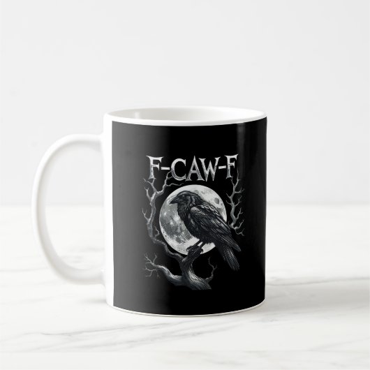 F-Caw-F Raven Moon Gothic Halloween Crow Bird Love Koffiemok (Links)