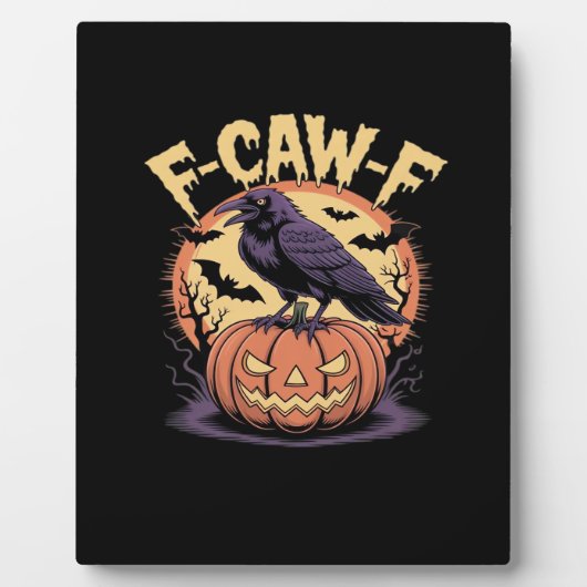 F-Caw-F Spooky Halloween Raven Pumpkin- Bat Moon N Fotoplaat (Voorkant)