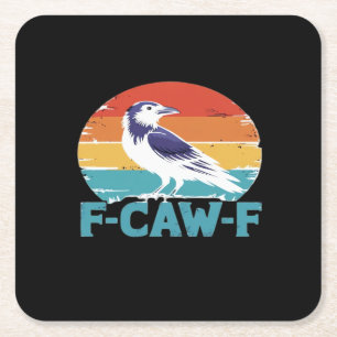 F-Caw-F Vogel Kraai Grappige Kraai Liefhebber Esth Vierkante Kartonnen Onderzetter