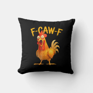 F-Caw-F woordspeling Funny kip haan kraaiende Grun Kussen