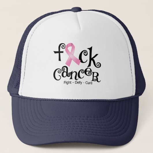 F*CK-borstkanker (roze lint) Trucker Pet (Voorkant)