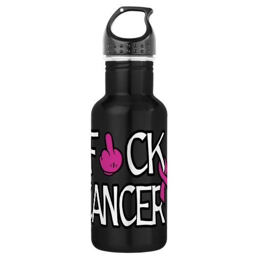 F#CK CANCER... Breast kanker Waterfles (Voorkant)