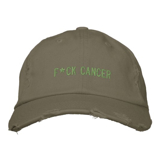 F*CK CANCER EMBROIDERDE BASEBALL-PET GEBORDUURDE PET (Voorkant)