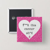 F*ck Cancer Pin Vierkante Button 5,1 Cm (Voorkant /achterkant)