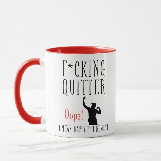 F*cking Quitter Oops Ik bedoel Happy Pensioen - Mok (Links)