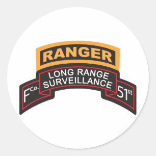 F Co 51st Infanterie LRS scrol, Ranger Tab Ronde Sticker