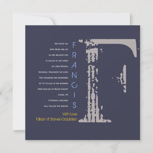 F Collection initiale Bat Bar Mitzvah Invitation (Devant)