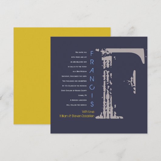 F Collection Initiale Invitation Bar Mitzvah Bat B (Devant / Derrière)
