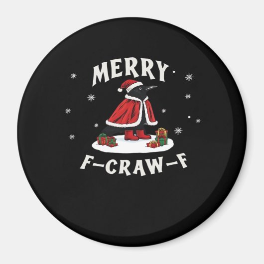 F-Craw-F Crow Christmas F-Caw-F Raven Christmas Cl Magneet (Voorkant)