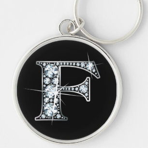 "F" Diamond Bling Sleutelhanger
