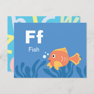 F est pour le poisson - Carte Flash Alphabet