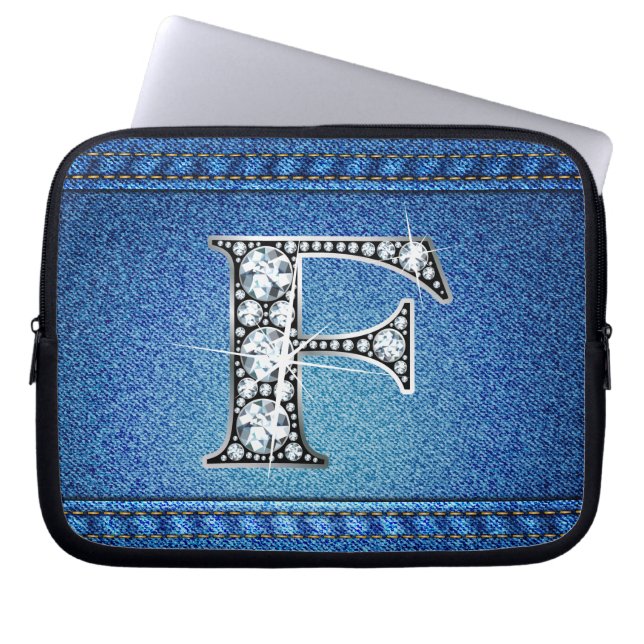 F Faux "Diamond" Denim Stitch Sac électronique (Devant)