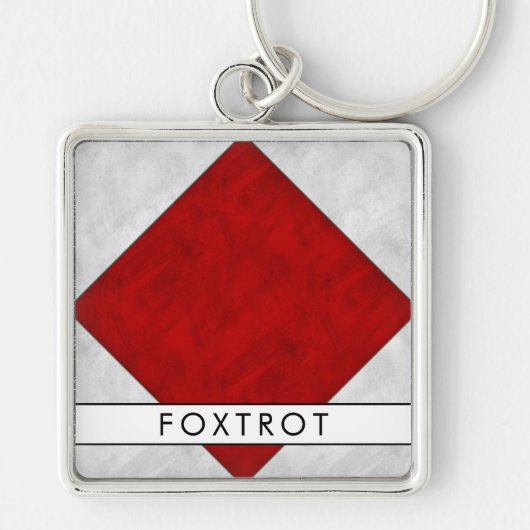 F Foxtrot Nautical Signal Flag + Jouw naam Sleutelhanger (Voorkant)