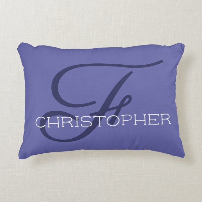 F Initiaal Aangepaste naam Stijlblauw Accent Kussen (Voorkant)