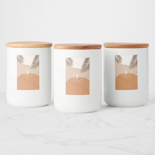 F - Initiaal Monogram Letter F Abstract ontwerp Voedselcontainer Etiket (Flessen)