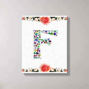 F Initial Gem Design Canvas Afdruk