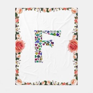 F Initial Gem Design Fleece Deken