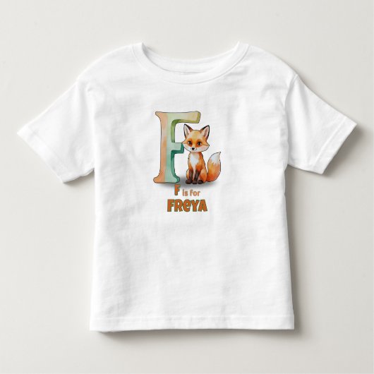 F is for Freya – Custom Toddler T-shirt with Fun F (Voorkant)