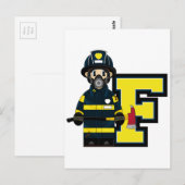 F is voor Cartoon Fireman Briefkaart (Voorkant / Achterkant)