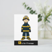 F is voor Fireman Briefkaart (Staand voorkant)