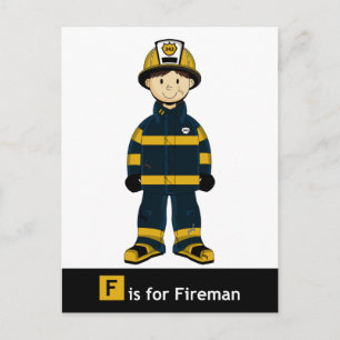 F is voor Fireman Briefkaart