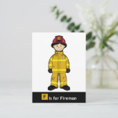 F is voor Fireman Briefkaart (Staand voorkant)