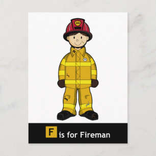 F is voor Fireman Briefkaart