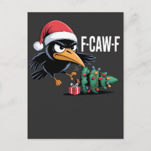 F-kra-kra Raven Kraai Kerstboom Kerstmis Raven Feestdagenkaart