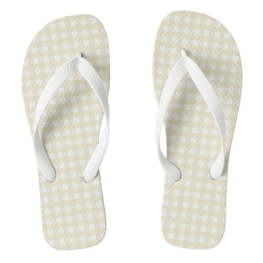 F & L Geel Gingham Teenslippers (Voetbed)