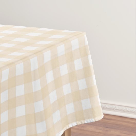 F & L Light Tan Gingham Tafelkleed (Voorbeeld)
