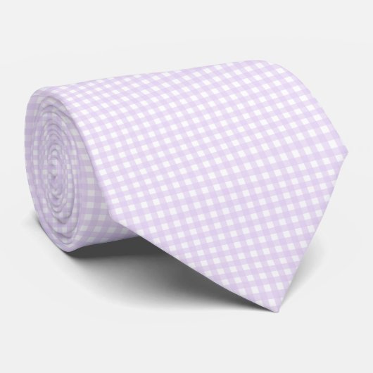 F & L Paarse Gingham Stropdas (Opgerold)