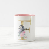 F letter gepersonaliseerde naam monogram met paard tweekleurige koffiemok (Center)