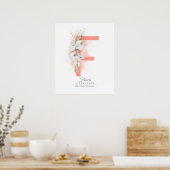 F Letter Monogram White Orchids and Pampas Grass Poster (Keuken)