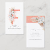 F Letter Monogram White Orchids and Pampas Grass Visitekaartje (Voorkant / Achterkant)
