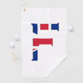 F Monogram bedekt op Union Jack Flag gtcnt Golfhanddoek (Insitu)