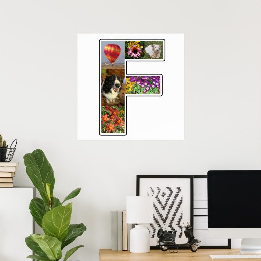 F Monogram Creëer Uw Eigen 6 Aangepaste Foto Colla Poster (Thuiskantoor)