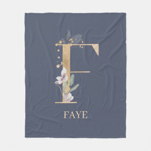 F Monogram Floral - Aangepaste fleece Blanket (Voorkant)