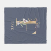F Monogram Floral - Aangepaste fleece Blanket (Voorkant (Horizontaal))