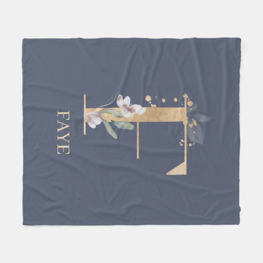 F Monogram Floral - Aangepaste fleece Blanket (Voorkant (Horizontaal))