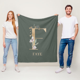 F Monogram Floral - Aangepaste fleece Blanket Deken