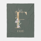 F Monogram Floral - Aangepaste fleece Blanket Deken (Voorkant)