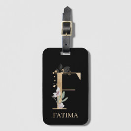 F Monogram Floral Bagagelabel