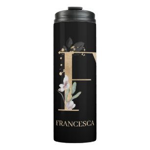 F Monogram Floral Persoonlijke thermische trommel Thermosbeker