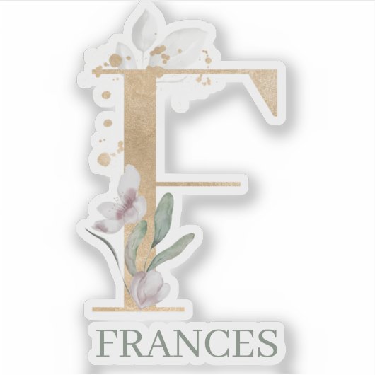 F Monogram Floral Sticker (Voorkant)