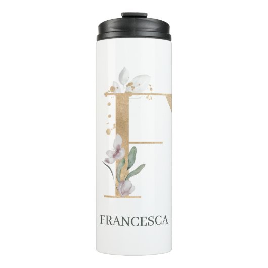 F Monogram Floral Thermosbeker (Voorkant)