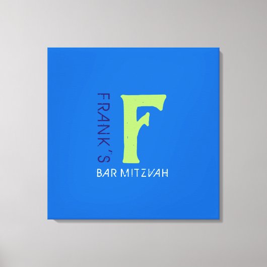 F Monogram Initiaal Bar Bat Mitzvah Sign-In Board Canvas Afdruk (Voorkant)