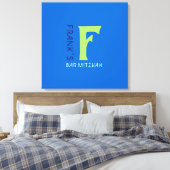 F Monogram Initiaal Bar Bat Mitzvah Sign-In Board Canvas Afdruk (Insitu (Slaapkamer))