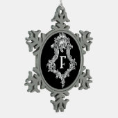 F Monogram Initiaal Tin Sneeuwvlok Ornament (Links)